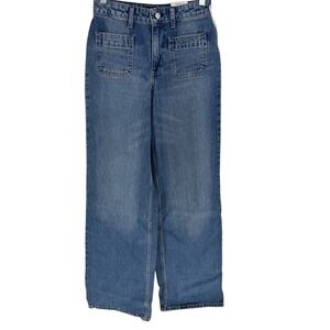 New! Women's Free Assembly Patch Pocket High Rise Wide Leg Jeans Sz 2L